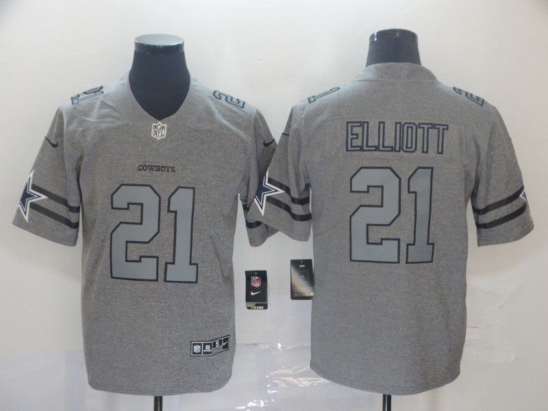 Men Dallas cowboys 21 Elliott Grey Retro Nike NFL Jerseys